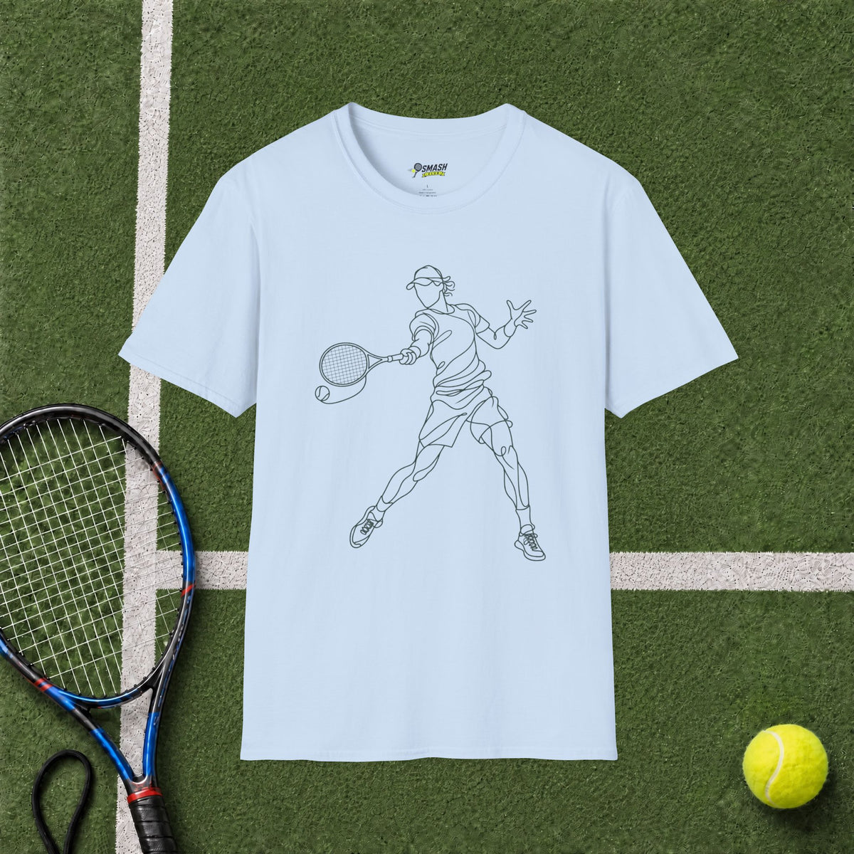 Tennis Player Line Art T‑Shirt