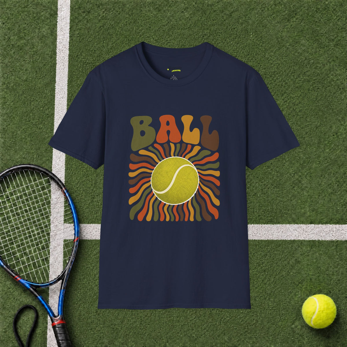Tennis Ball Retro Sunburst T-Shirt