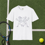 Tennis Doubles Players Line Art T-Shirt