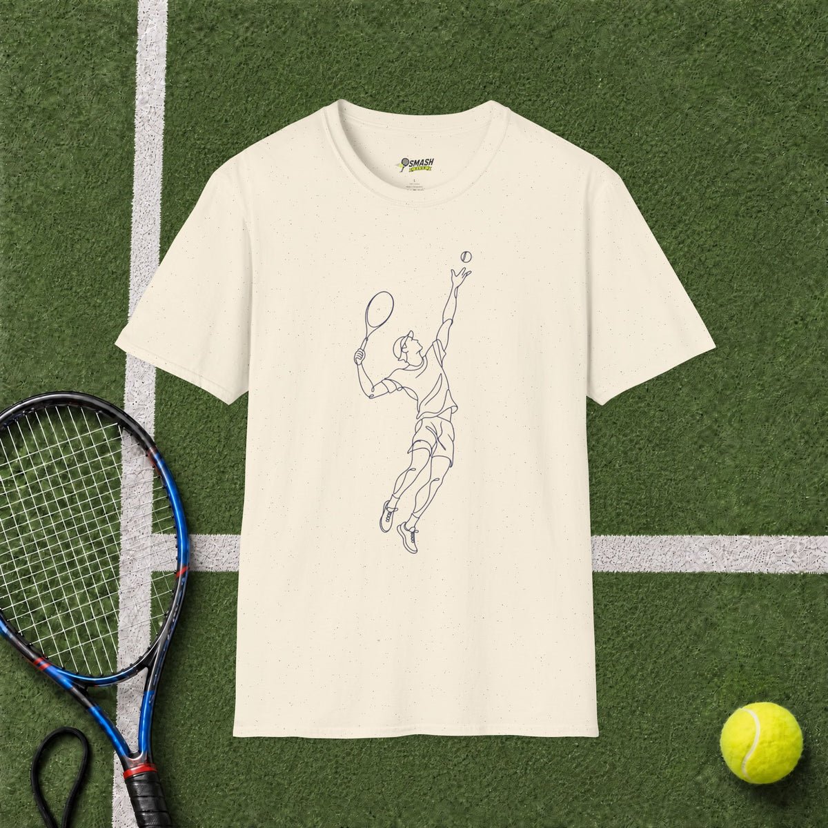 Tennis Serve Line Art T-Shirt
