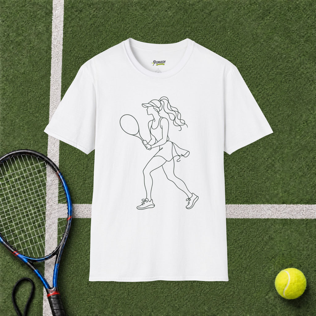 Tennis Girl Line Art T‑Shirt