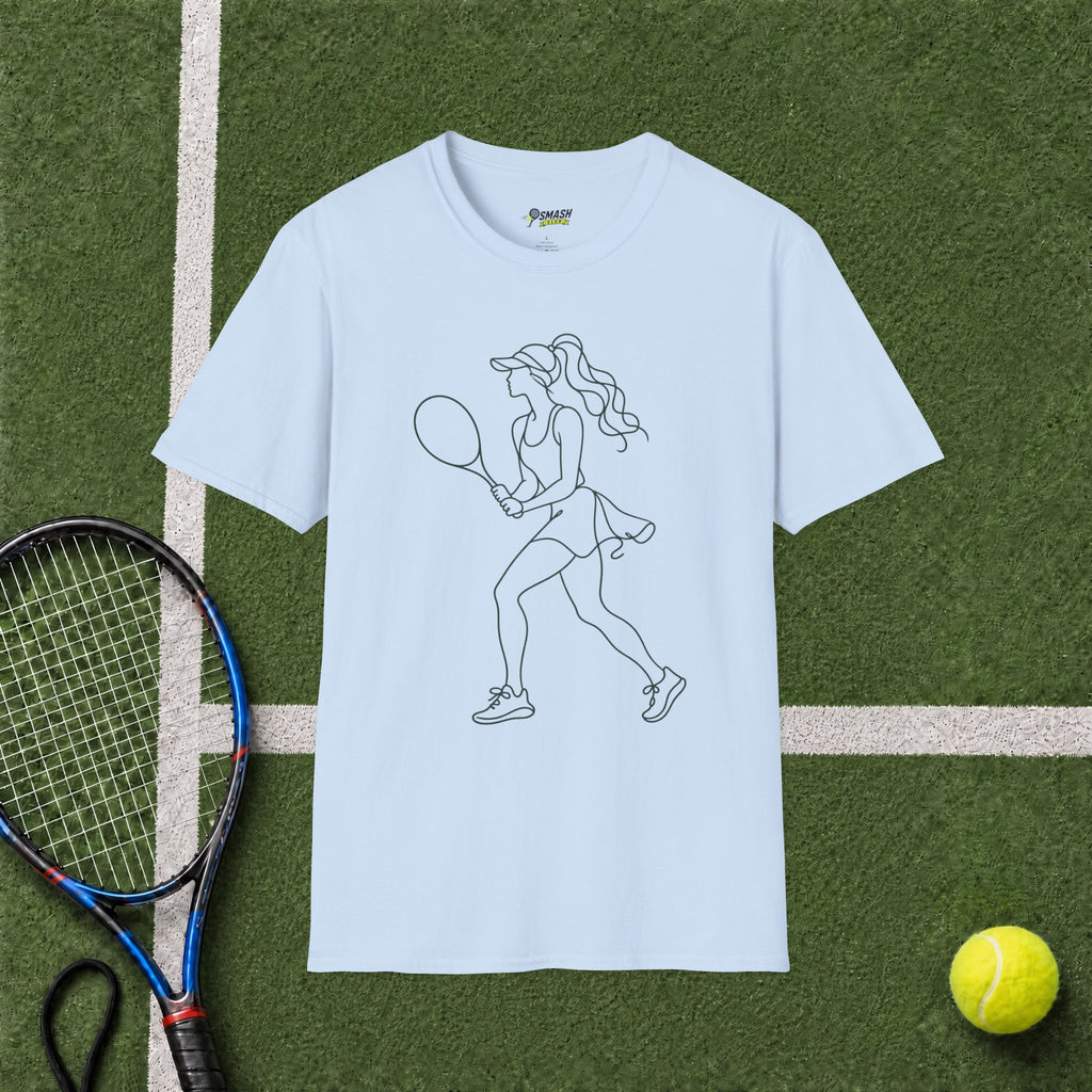 Tennis Girl Line Art T‑Shirt