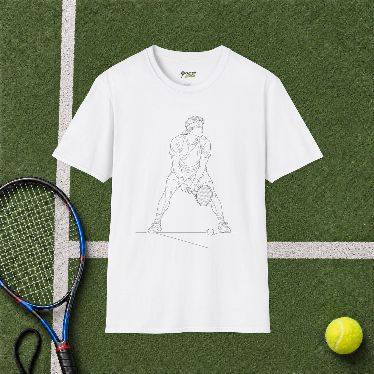 Tennis Player Line Art T‑Shirt