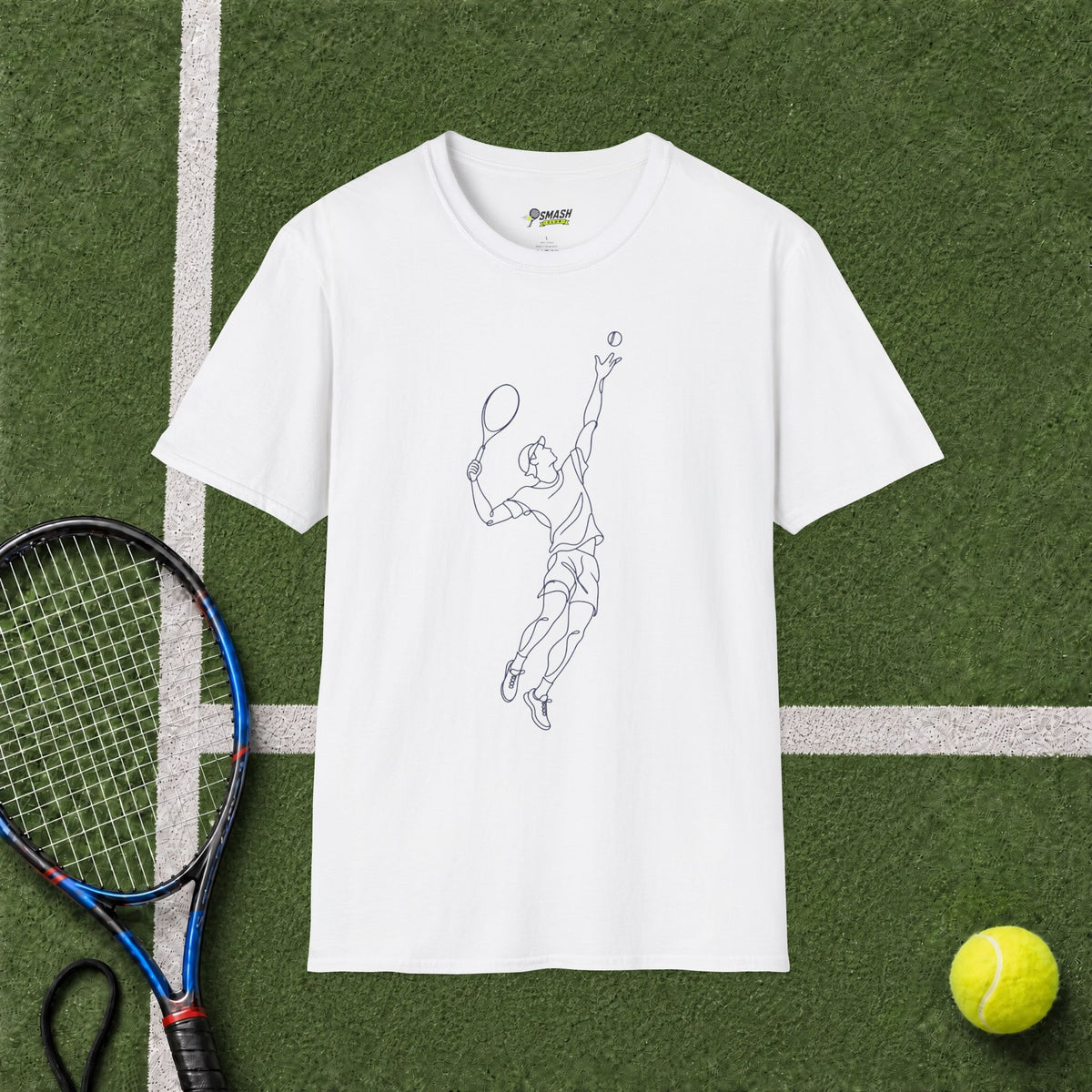 Tennis Serve Line Art T-Shirt