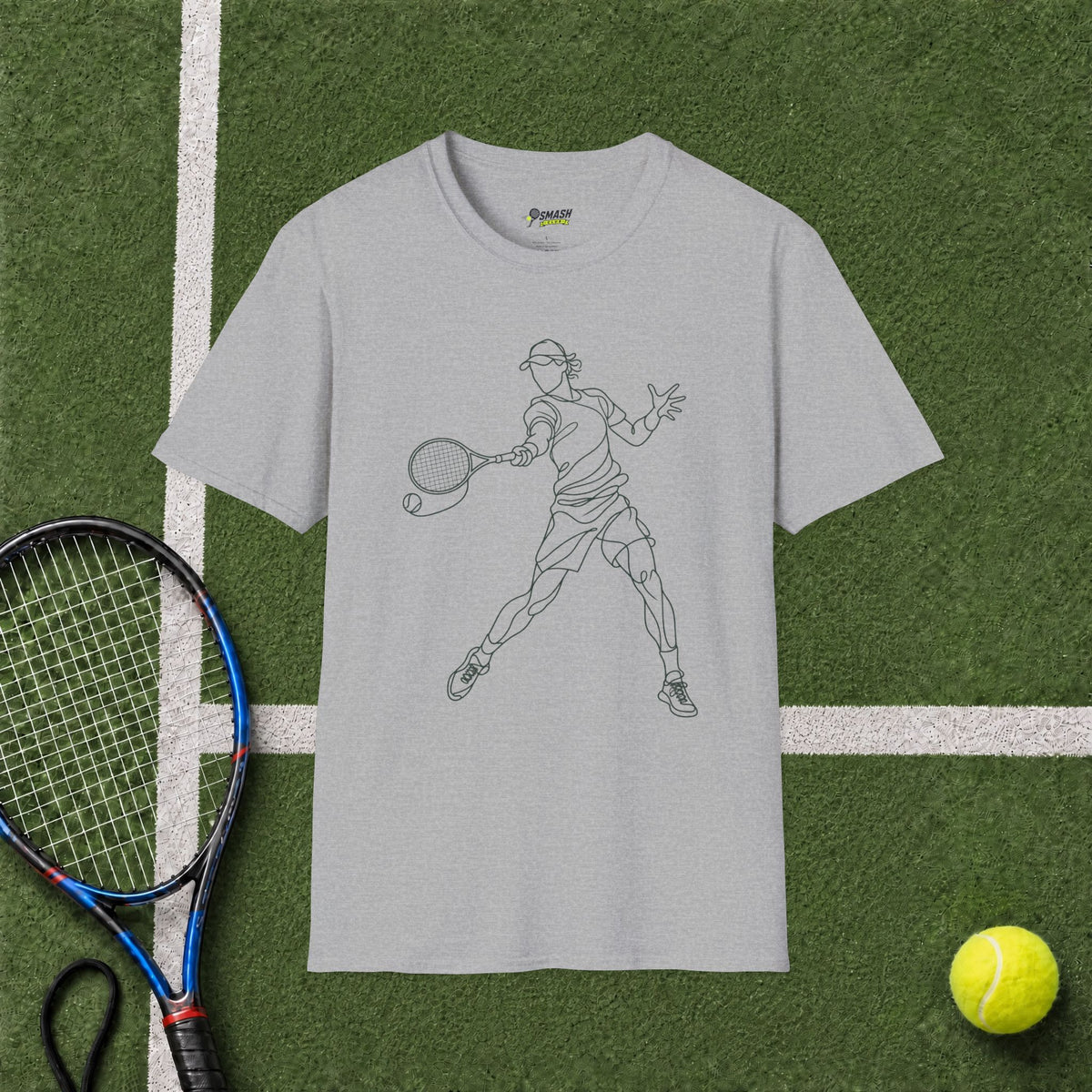 Tennis Player Line Art T‑Shirt