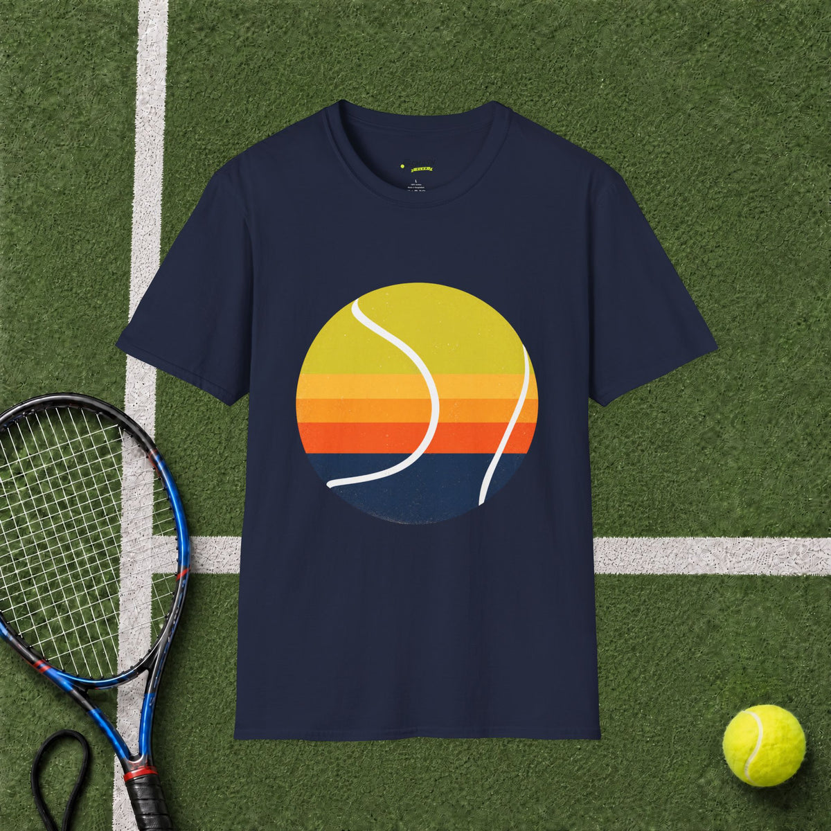 Retro Sunset Tennis T‑Shirt