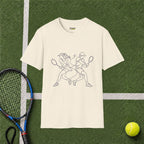 Tennis Doubles Players Line Art T-Shirt