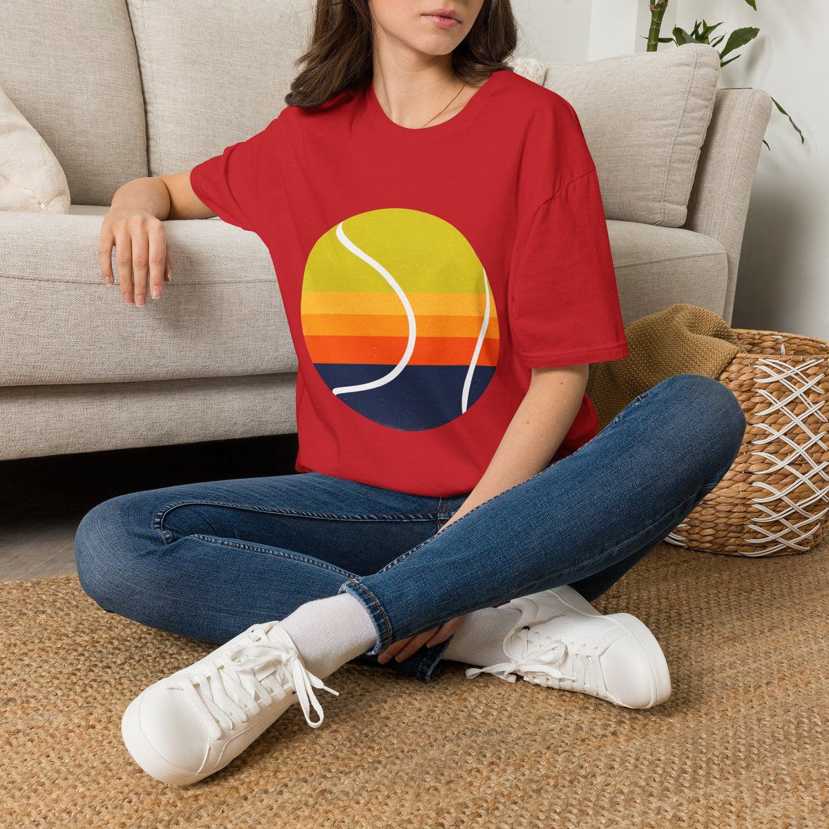 Retro Sunset Tennis T‑Shirt