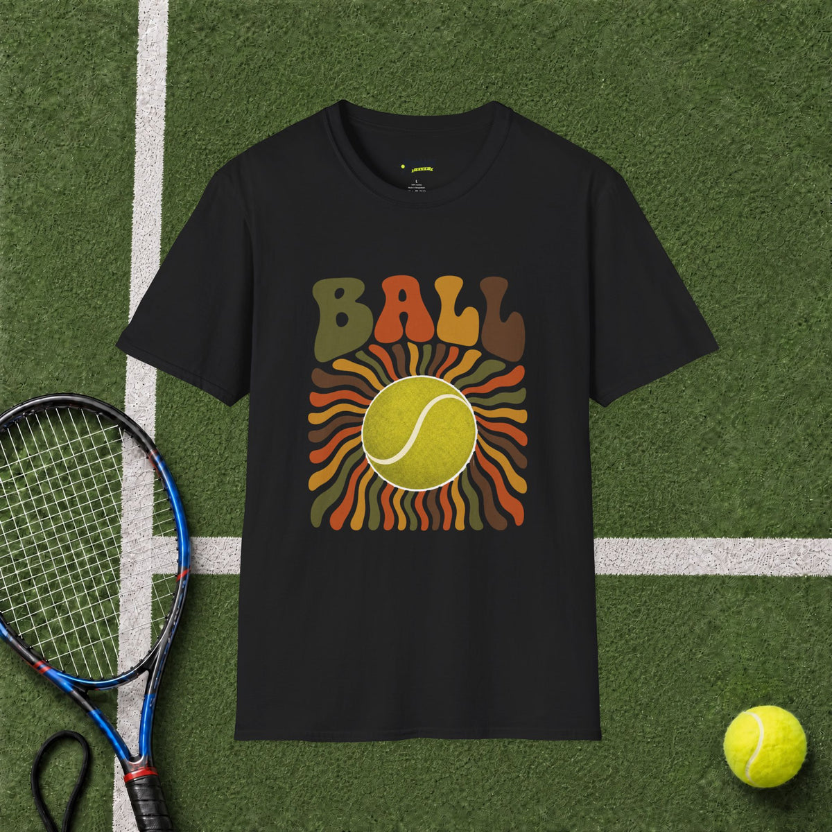 Tennis Ball Retro Sunburst T-Shirt