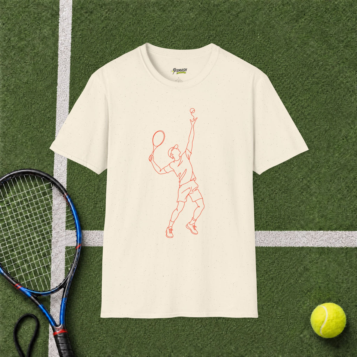 Tennis Serve Line Art T-Shirt