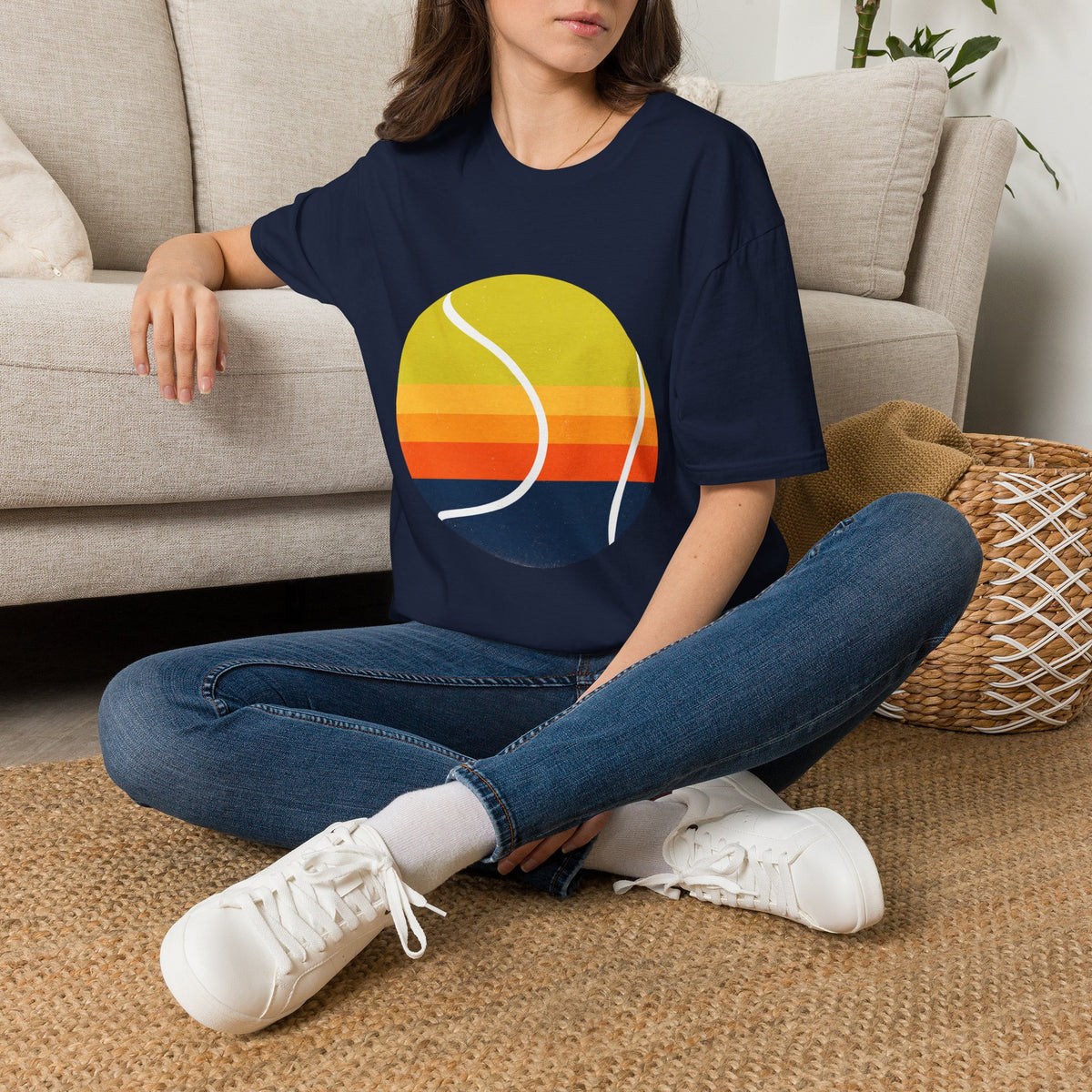 Retro Sunset Tennis T‑Shirt